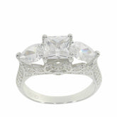 Sterling Silver Semi Mount Ring Setting SQ 6x6mm PE 7X5mm White Topaz - Syzjewelry